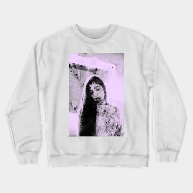 Beautiful girl, light pink light. Black spots on skin and clothing. Dark in some way and beautiful. Crewneck Sweatshirt by 234TeeUser234